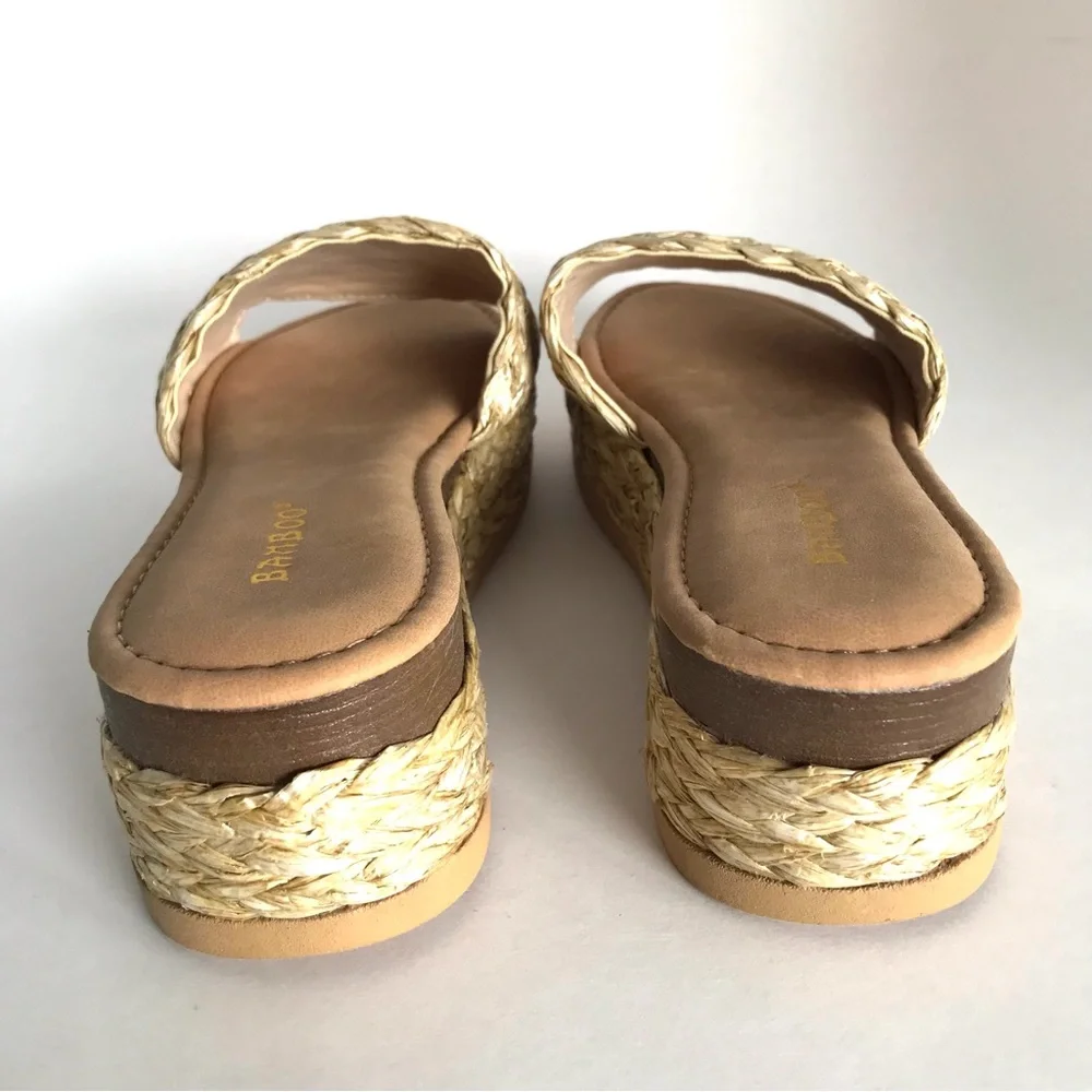 Raffia Platform Slip On Sandals (7) - Picture 3 of 13